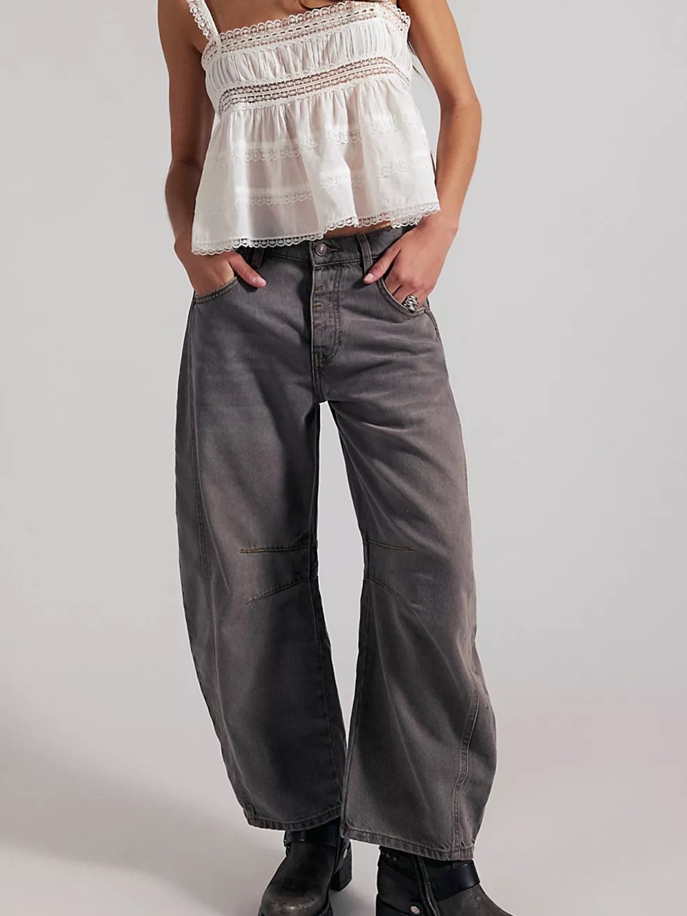 Free People Good Luck Mid-Rise Barrel Jeans - Picture 1 of 7